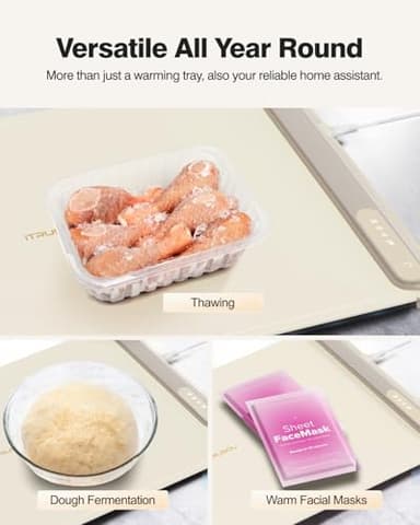 iTRUSOU Electric Warming Tray - Full Surface Heating,Rollable & Portable,Premium Silicone Nano-Material,3 Temperature Settings,Auto Shut-Off -Versatile Food Warmer for Gatherings,Parties,Everyday Use - Image 6