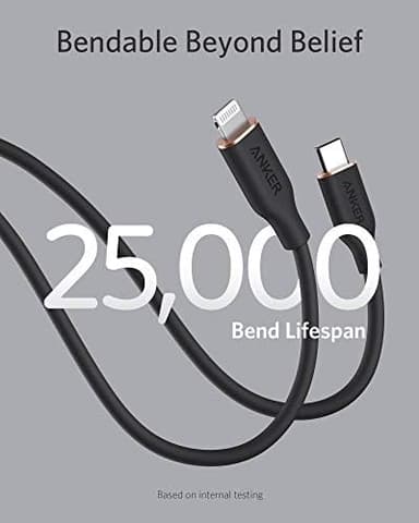 Anker USB C to Lightning Cable, MFi Certified Powerline III Flow Silicone Charging Cable for iPhone 13 13 Pro (Midnight Black, 6ft) - Image 4