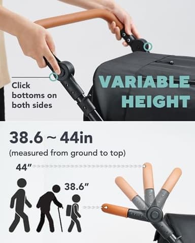 Zoosky Pet Stroller for Large Dogs up to 110lbs, Large Pet Stroller for Multiple Pets, All-Terrain with Adjustable Handle & Mesh Dual-Window, 1680D Waterproof Oxford Fiber - Image 5