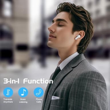 IAMJOY Language Translation Earbuds, 163 Language & Accents Two-Way Translator Device Built-in 6 Mics, 42dB Hybrid Dual Noise Cancelling Earbuds for Travel Business Learning, White - Image 3