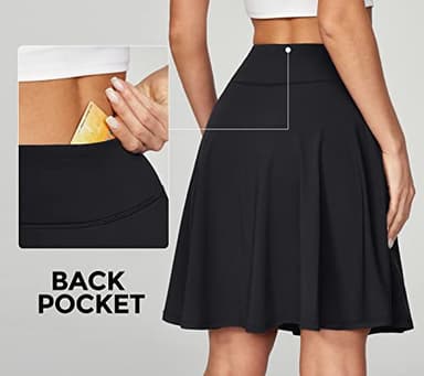 IUGA 20" Knee Length Skorts Skirts for Women with Pockets Tennis Skirt High Waisted Golf Skirts for Women Casual Athletic Black - Image 4