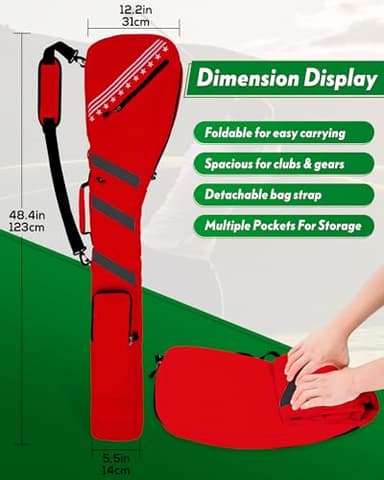Big Teeth Golf Sunday Bag, Small Golf Bag Lightweight, Par 3 Golf Bag for A Few Clubs Driving Range, Practice with Carry Shoulder Strap Foldable Multi-Colour - Image 3