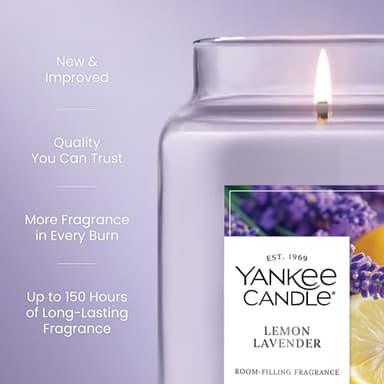 Yankee Candle Lemon Lavender Scented Candle, 22oz Large Jar with up to 150 Hour Burn Time, Giftable, Birthdays - Image 4