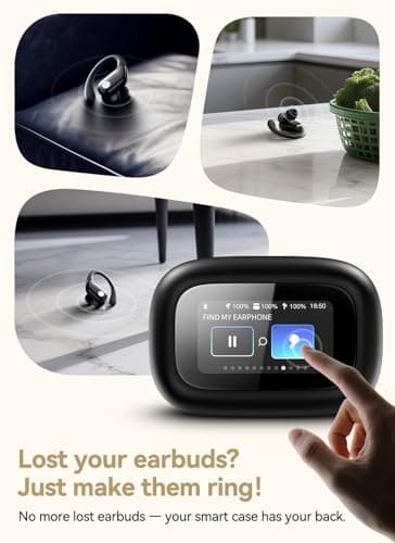 jaddsa Wireless Earbuds, ENC Noise Cancelling Sport Ear Buds with Multifunctional Touch Screen, Bluetooth 5.4 Headphones, Bass Stereo Sound, 5 EQ Over-Ear Earbuds for Sports/Workout/Gym-Black - Image 4
