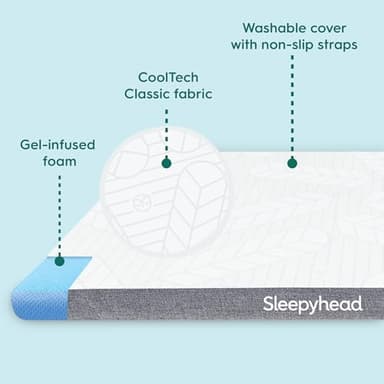 Sleepyhead Twin XL 2 Inch Gel Memory Foam Mattress Topper for College Dorm – Thick, Cooling & Comfortable Mattress Pad with Washable Cover – Dorm Room Essentials for College Students (XL Twin 2") - Image 3