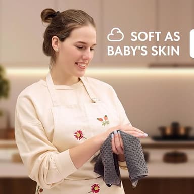 Super Absorbent Kitchen Towels 12 Pack - Premium 100% Cotton Kitchen Towels, 450GSM Thick Machine Washable Gray Dish Towels for Kitchen Drying, Cleaning, Dobby Weave, Unmatched Quality - Image 5