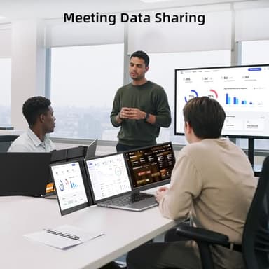 14" Triple Laptop Screen Extender - Ultra Thin & Lightweight (2.2lb) Portable Monitor For Laptop, FHD 1080P Travel Display 13-17" Laptops, Plug & Play USB-C/HDMI, Aluminum Extended Screen for Mac/Win - Image 8