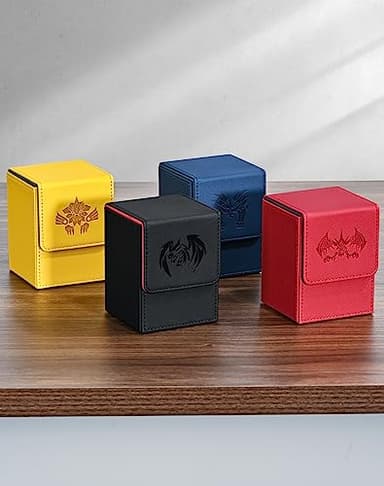 UAONO Card Deck Box for Yugioh MTG, 100+ Deck Case with 2 Dividers, PU Leather Storage Box, Compatible with Collectible Trading Cards (Black & Red, Sky Dragon) - Image 6