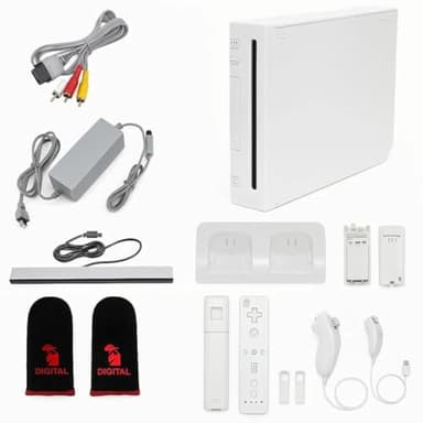 Nintendo White Premium Wii Console with 2 Remotes, 2 Nunchucks, Dual Dock Stand, Sensor Bar, AV Cable (Renewed) - Image 1