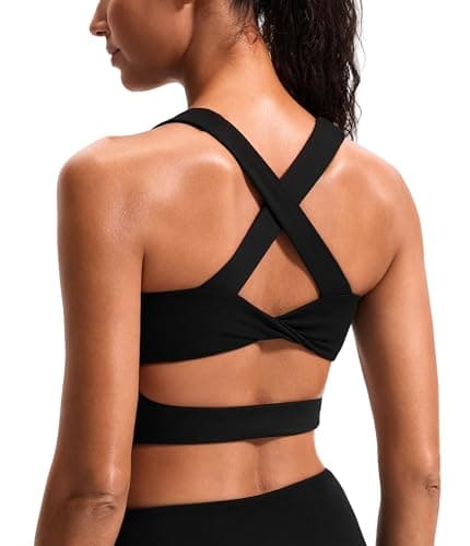 JOYSPELS Sports Bras for Women Extra Comfort Criss-Cross Back Padded Workout Tops for Women Medium Support Black - Image 1