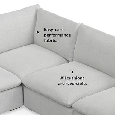 SIMPLIHOME Jasmine Corner Sectional Modular Sofa in Performance Fabric, Cloud Grey, 125-inches Wide, Handcrafted Contemporary-Style L-Shaped Couch for Living Room - Image 7