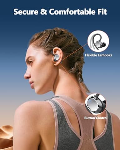 Wireless Earbuds, 128Hrs Bluetooth 5.3 Headphones Sport, Bluetooth Earbuds with ENC Noise Canceling Mic, Bass Stereo Wireless Earphones, IP7 Waterproof Over Ear Buds with Earhooks for Fitness/Running - Image 5