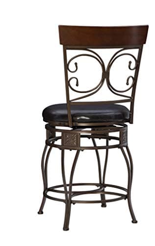 Powell Big and Tall Back Scroll Stool, Counter Height, Dark Bronze/Brown - Image 12