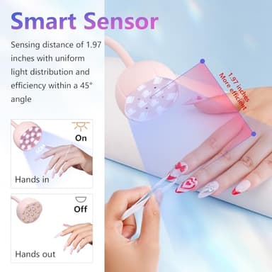 Makartt UV LED Nail Lamp - Gooseneck UV Light for Gel Nails Cherie Cordless USB 39W Nail Dryer Gel Lamp with 4 Times & Auto Sensor Professional Fast Flash Curing Polish Nail Art - Image 6