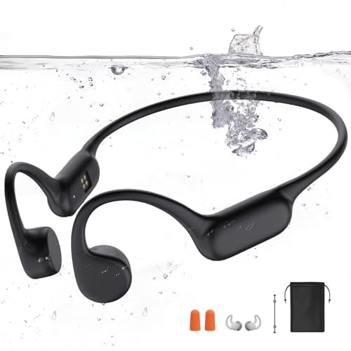 Dnniakm Swimming Headphones,Bone Conduction Headphones Bluetooth 5.4,IPX8 Waterproof,32G Memory Sports Headphone,Underwater Headphone with MP3-Player for Swim,Open Earphones for Swimming (Black X20) - Image 1
