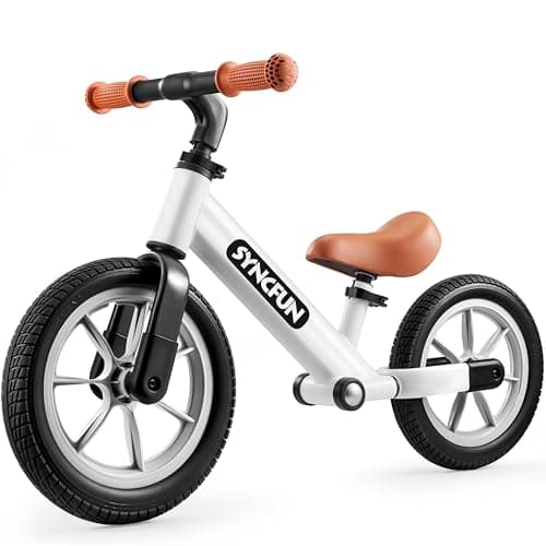 SYNCFUN 12'' Toddler Balance Bike for 2, 3, 4, 5 Year Old Kids, Lightweight Bike with Adjustable Seat and Rubber Tires for Children, Balancing Toy for 2-5 Girls and Boys Birthday Gift (White) - Image 1