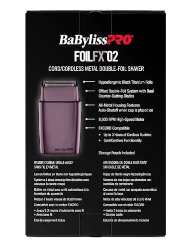 BaBylissPRO FoilFX Cord/Cordless Metal Double Foil Shaver (Purple) - Image 4