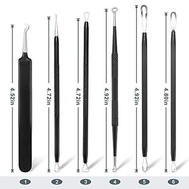 Blackhead Remover Pimple Popper Tool Kit - (6 Piece Kit) - Professional Stainless Pimples Comedone Extractor Removal Tool - Image 3