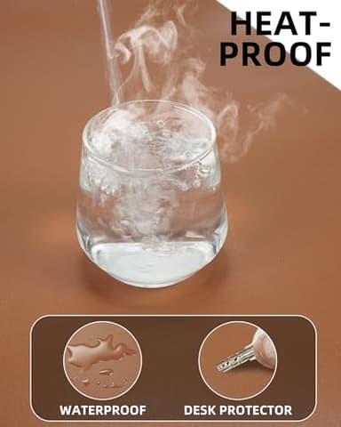 Leather Desk Pad Protector,55"x17" - Premium Desk Mat, Office Desk Mat, Large Mouse Pad,Non-Slip Desk Blotter,Waterproof Desk Writing Pad for Office and Home(Brown) - Image 4