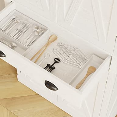 IRONCK Kitchen Pantry Storage Cabinet 72.6" H x 24" W, with Barn Doors, Drawer, 4 Adjustable Shelves, Freestanding Cupboard, Laundry, White - Image 5