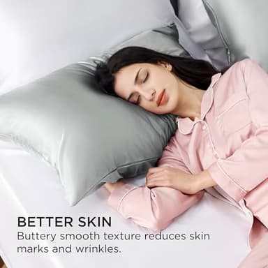 Bedsure Satin Pillowcase for Hair - Grey Satin Pillow Cases Standard Size with Zipper 4 Pack, Similar to Silk Pillow Cases for Skin, Silky & Soft, Gifts for Women Men, 20x26 Inches - Image 4