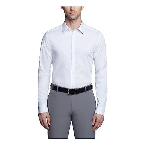 Calvin Klein Men's Dress Shirts Slim Fit Non Iron Solid, White, 16" Neck 34"-35" Sleeve - Image 1