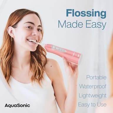 AquaSonic Water Flosser - Cordless Rechargeable Water Flossers for Teeth Cleaning - Waterproof Aqua Flosser, Portable Oral Irrigator for Dental Cleaning with 5 Jet Tips – Braces Home Travel - Image 2