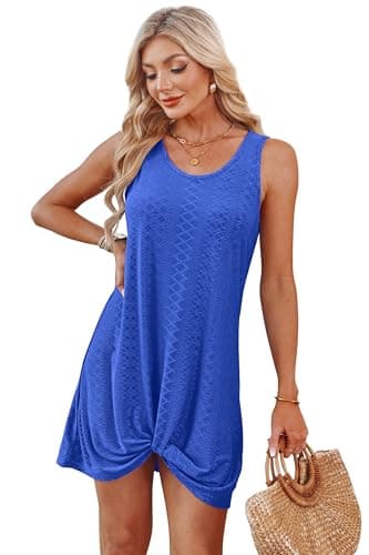 BKRIVE Womens Bathing Suits 2025 Swimsuit Coverup Beach Dresses Cruise Outfits Vacation Essentials Blue L - Image 4