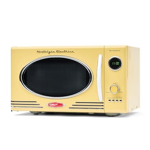 Nostalgia Retro Microwave - Countertop Microwave Oven - Includes 12 Pre-Programmed Settings and Digital Clock - 0.9 CU Ft. - 800 Watts - Yellow - Image 1