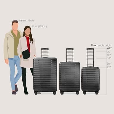 U.S. Traveler Boren Polycarbonate Hardside Rugged Travel Suitcase Luggage with 8 Spinner Wheels, Aluminum Handle, Black, Checked-Large 30-Inch - Image 7