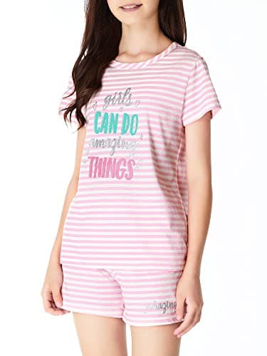 Cozchique Summer Pajamas For Girls – Pink Stripe & Glittering Heart PJS Pal Cute Jammies Set Big KidsSize 12 - Image 3