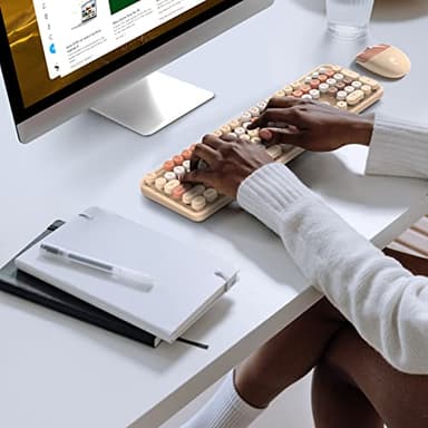 KNOWSQT Wireless Keyboard and Mouse Combo - MilkTea Colorful 2.4G Typewriter Full-Size Cute Keyboards - USB Receiver Plug and Play, for Computer, PC, Laptop, Desktop, Windows - Image 6