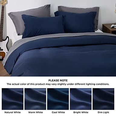 Bedsure Duvet Cover King Size - Soft Double Brushed Bedding Set for Kids & Adults, Zipper Closure, 3 Pieces, Includes 1 Duvet Cover (104"x90") & 2 Pillow Shams, NO Comforter, Navy Blue - Image 5