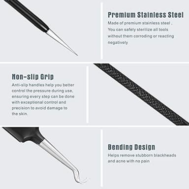 Blackhead Remover Pimple Popper Tool Kit - (6 Piece Kit) - Professional Stainless Pimples Comedone Extractor Removal Tool - Image 4