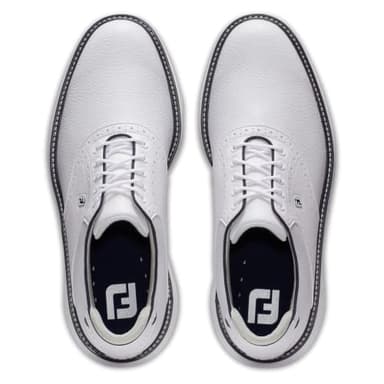 FootJoy Men's Traditions Spikeless Previous Season Style Golf Shoe, White/White/Navy, 10 - Image 7
