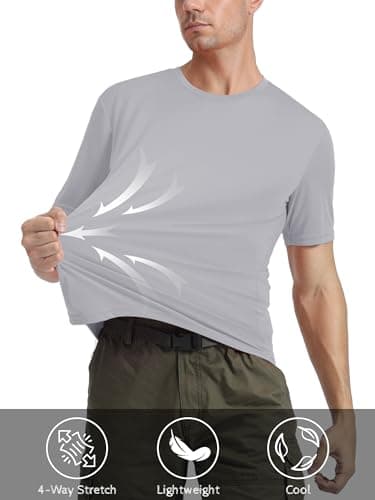 Tee Shirts for Men Short Sleeve Active Shirts Summer Dry Fit T Shirts Moisture Wicking Running T-Shirt Light Grey - Image 3