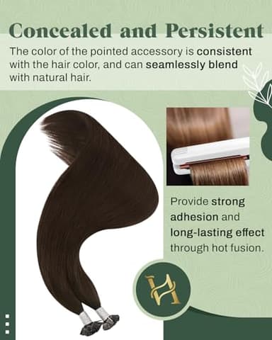 Ugeat 24 Inch Flat Tip Hair Extensions Human Hair Dark Brown Ktips Hair Extensions for Long Brown Keratin Flat Tips for Office Add Length 50G 50S Long Hairstyles for Women #2 - Image 4