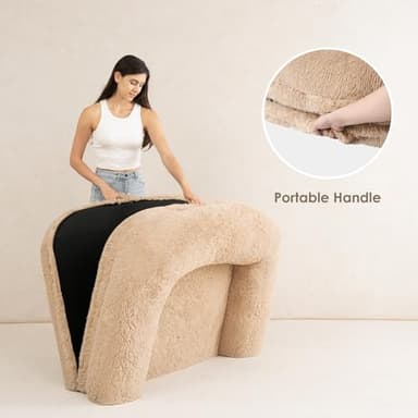 EHEYCIGA Foldable Human Dog Bed, 72"x44"x11" Orthopedic Memory Foam Human Sized Dog Bed, Waterproof Pet Bed for People, Faux Fur Pet Couch for Adult with Non-Slip Bottom, Camel - Image 8