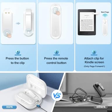ODPOP Page Turner for Kindle Paperwhite, Remote Control Page Turner with Charging Case for Kindle iPad iPhone, Wireless Clicker for Reading in Bed (White) - Image 4