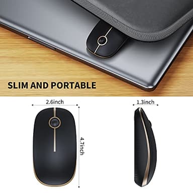 Vssoplor Wireless Mouse, 2.4G Slim Portable Computer Laptop Mouse with Nano Receiver Quiet Silent Optical Mice for Notebook, PC, Laptop, Computer-Black and Gold - Image 5