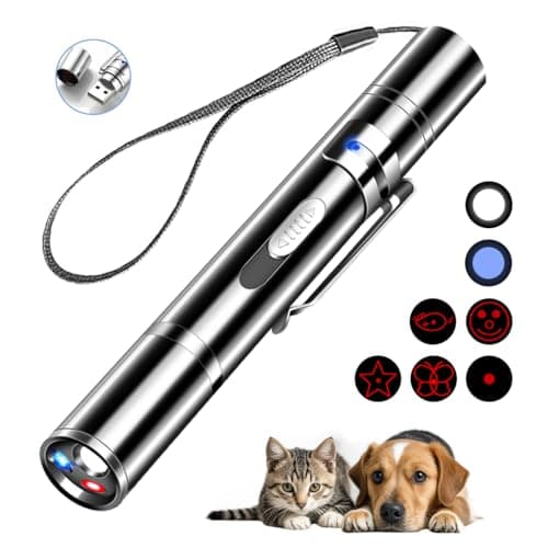 Rumcut Laser Pointer Cat Toys, Cat Laser Pointer Toy with Three Light Modes, Five Adjustable Patterns,USB Portable Charging, Interactive cat Toy Multifunctional and Portable - Image 1