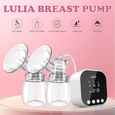 Lulia Double Electric Breast Pump, Breastfeeding Pump 4 Modes & 9 Levels, Low Noise, Anti-Backflow & LED Display, BPA Free, Portable Breast Pumps with 10 Breastmilk Storage Bags and 24mm Flange - Image 2