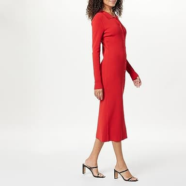 The Drop Women's Jaxon Button Down Ribbed Sweater Dress, Lava Red, M - Image 4