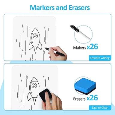 Dry Erase LapBoards, PANDRI 26 Pack Double Sided 12.5 x 9 Inch Whiteboards with 26 Erasers and 26 Markers, Dry Erase Boards for Students Classroom Teacher Supplies - Image 5