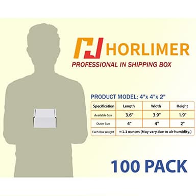 HORLIMER 4x4x2 inches Shipping Boxes Set of 100, White Corrugated Cardboard Box Literature Mailer - Image 2