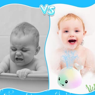 ANGGIKO Baby Bath Toys, Toddler Bath Toys for Kids Ages 1-3, Light Up Whale Bath Toy Sprinkler, Pool Water Table Infant Baby Toys 6-12-18 Months, Bathtub Fountain Toy, Toddler 1st Birthday 1 2 3 Gifts - Image 5
