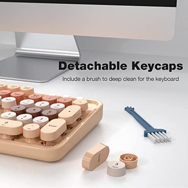 KNOWSQT Wireless Keyboard and Mouse Combo - MilkTea Colorful 2.4G Typewriter Full-Size Cute Keyboards - USB Receiver Plug and Play, for Computer, PC, Laptop, Desktop, Windows - Image 5