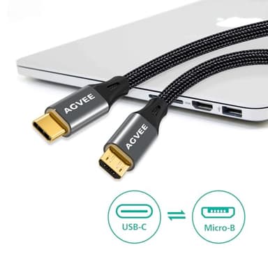 AGVEE 2 Pack 3.3ft USB-C to Micro USB Cable, Gold Plated End Tips, Braided Charger Data Sync Cord Charging Adapter for Micro USB Devices, PS4, Kindle, Android Phone, Dark Gray - Image 6