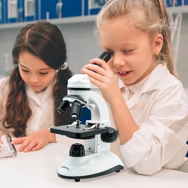 Microscope for Kids Starter Adults 64X-1280X Metal Monocular Microscope for Students School Home Education LED Lights Phone Holder Microscope Kit - Image 7