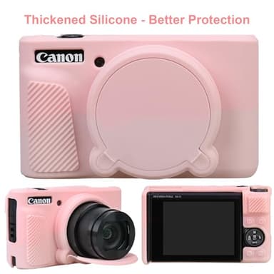 Elonbo Soft Silicone Case for Canon PowerShot SX740 / SX730 Digital Camera, Canon SX740 HS / SX730 Camera Rubber Protective Cover, Anti-Scratch Skin Sleeve with Detachable Lens Cover, Smoky Pink - Image 3